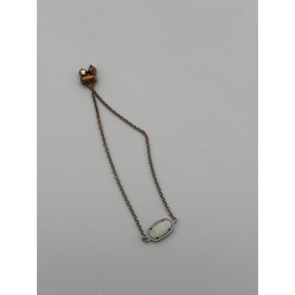 Kendra Scott Elaina Adjustable Silver Chain Bracelet In White Shell - Picture 1 of 2